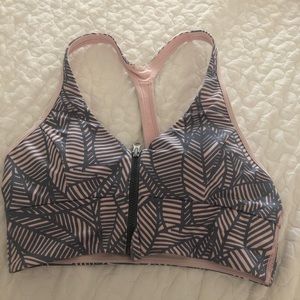 Lululemon padded front zip up   Sports Bra pink and gray size 4